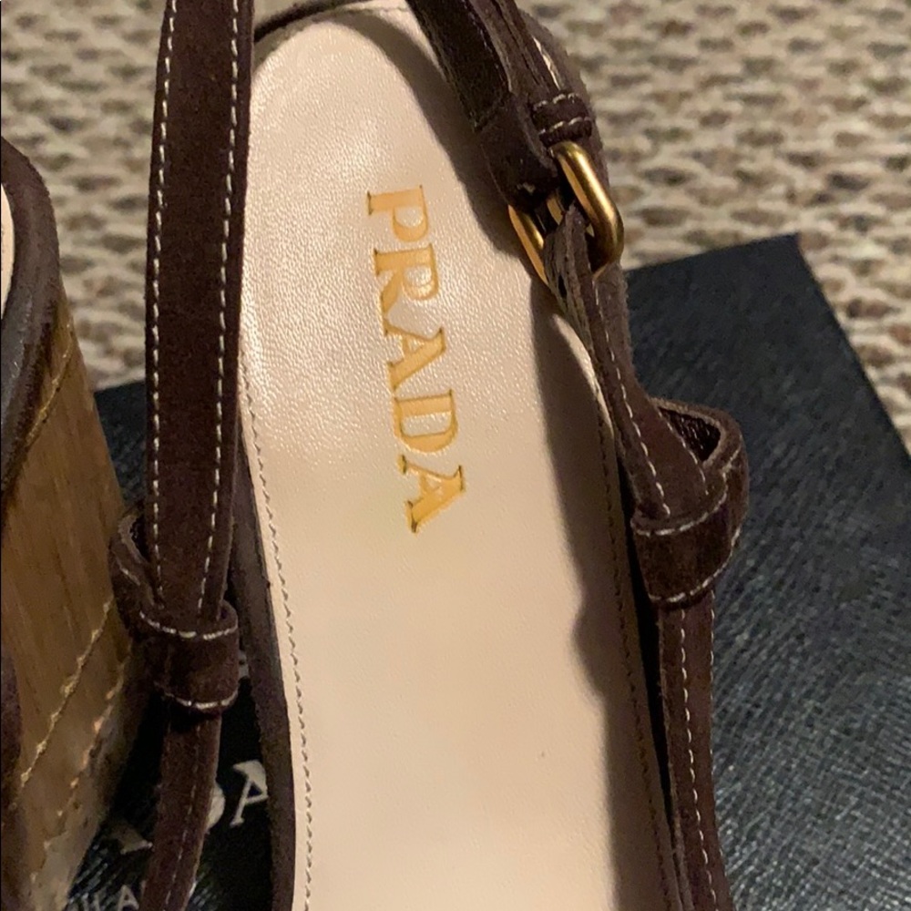 Ladies Prada brown suede wedges. - Picture 5 of 6